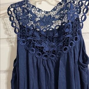 Elegant Navy Lace Women's Top
